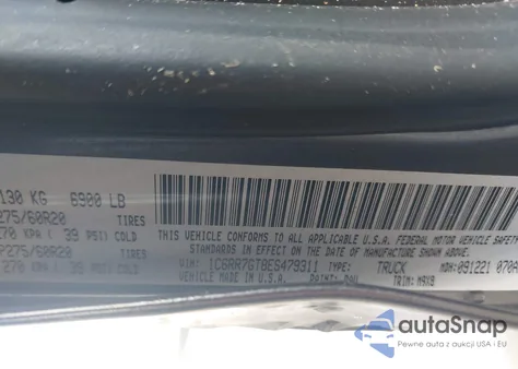 2014 Ram 1500 Big Horn z USA, uszkodzony, nr VIN 1C6RR7GT8ES479311